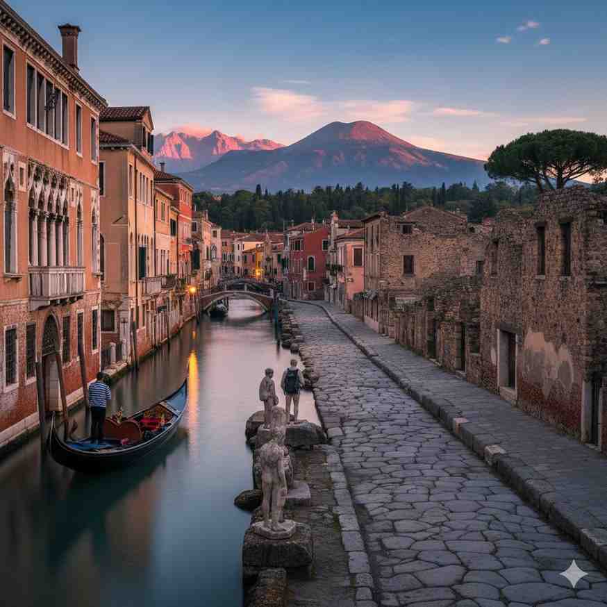 (Places to visit in italy): Why Your First Trip to Italy Might Be a Disaster Without These 7 Places A traditional gondola gliding through the canals of Venice, one of the most romantic places to visit in Italy