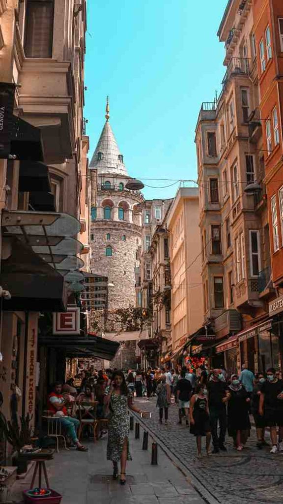 5 Discovering the Best Tourist Places in Turkey The historic Galata Tower standing tall over the Istanbul skyline, discovering the best tourist places in Istanbul, Turkey, during sunset.