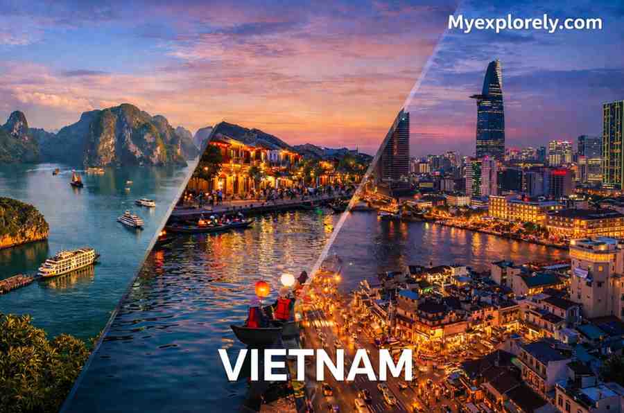 (Places to Visit): Why is Vietnam so popular in 2026? Traditional junk boat cruising past limestone karsts in Ha Long Bay, a UNESCO World Heritage site and top Vietnam places to visit.